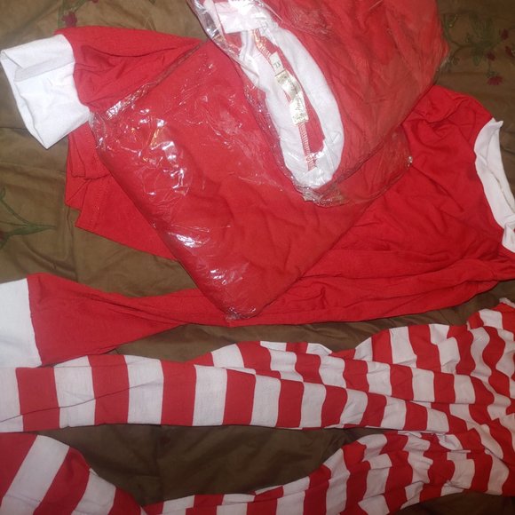 Matching Red White Striped Winter Christmas Family Pajamas PJs Men Women Kids - Picture 15 of 16